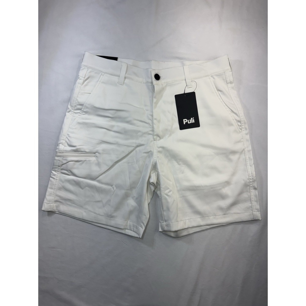 Puli Men's Stretch Woven Golf Shorts with Free FlexWaistband White